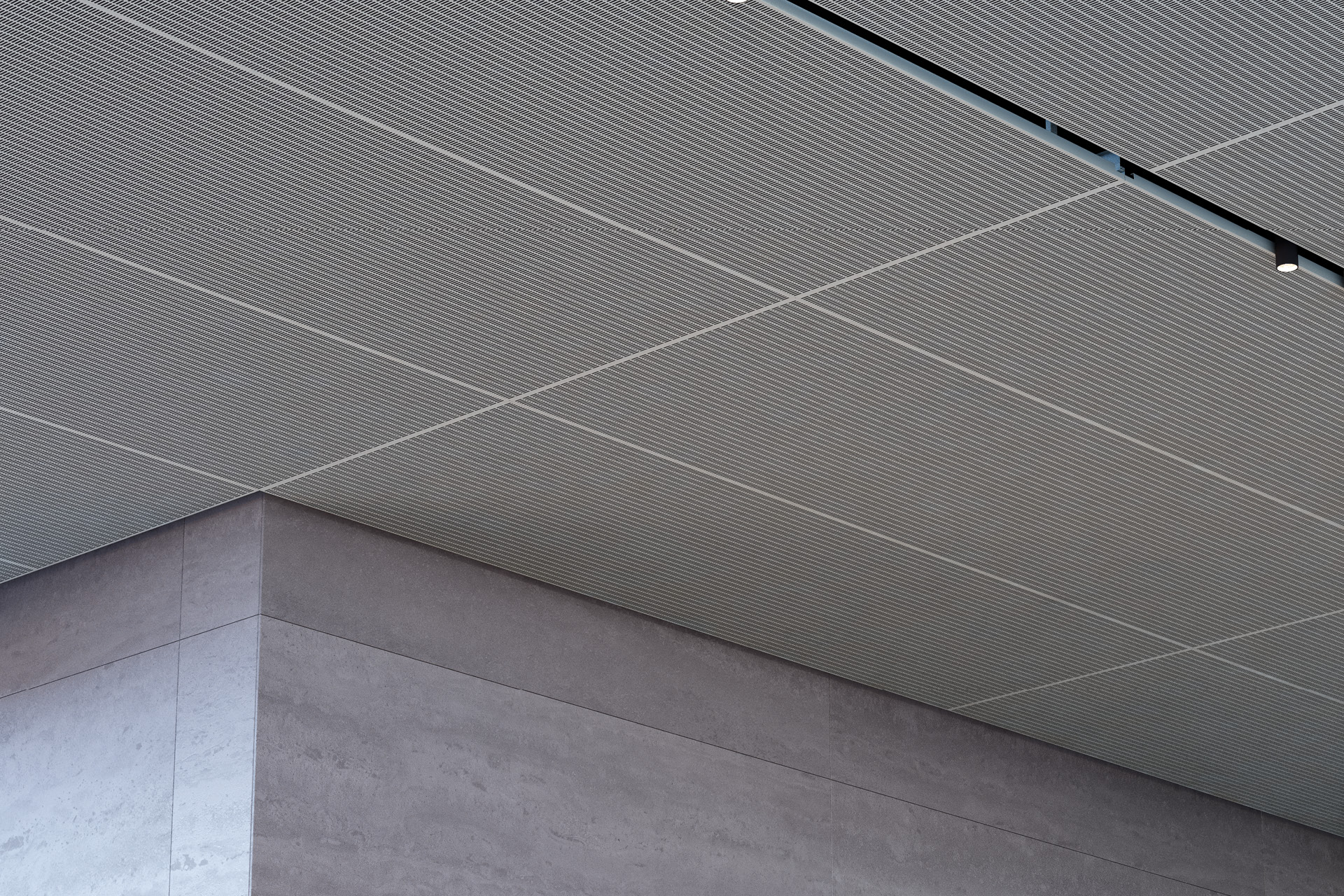 Enterprise 310 metal panel ceiling with concealed clip in grid
