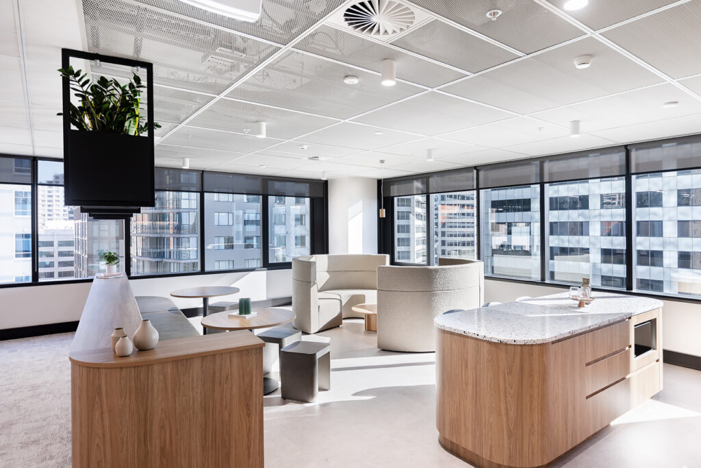 Enterprise 200 mesh ceiling in office breakout space