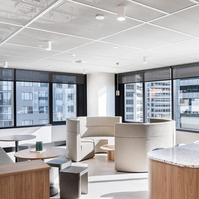 Enterprise 200 mesh ceiling in office breakout space