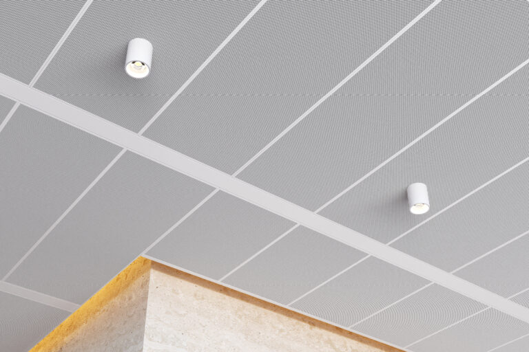 Enterprise 240 metal panel ceiling with exposed service zone panels