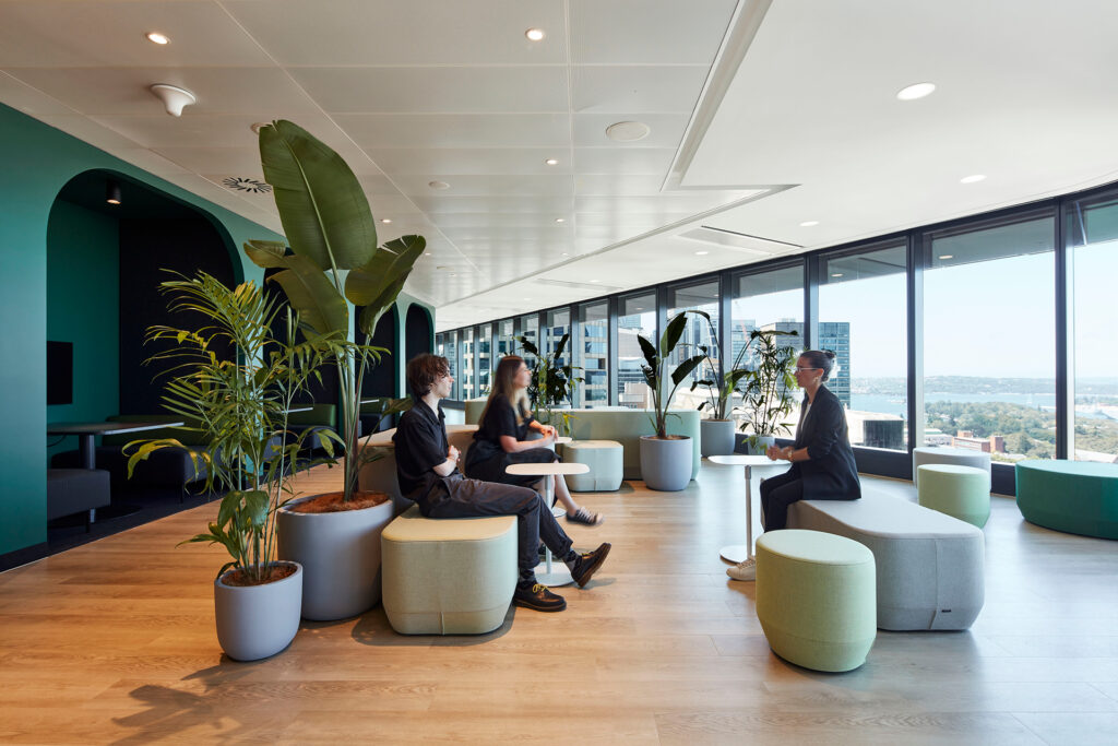 Enterprise 320 metal panel base build ceiling featuring throughout Insignia Financial fitout at Parkline Place Tower