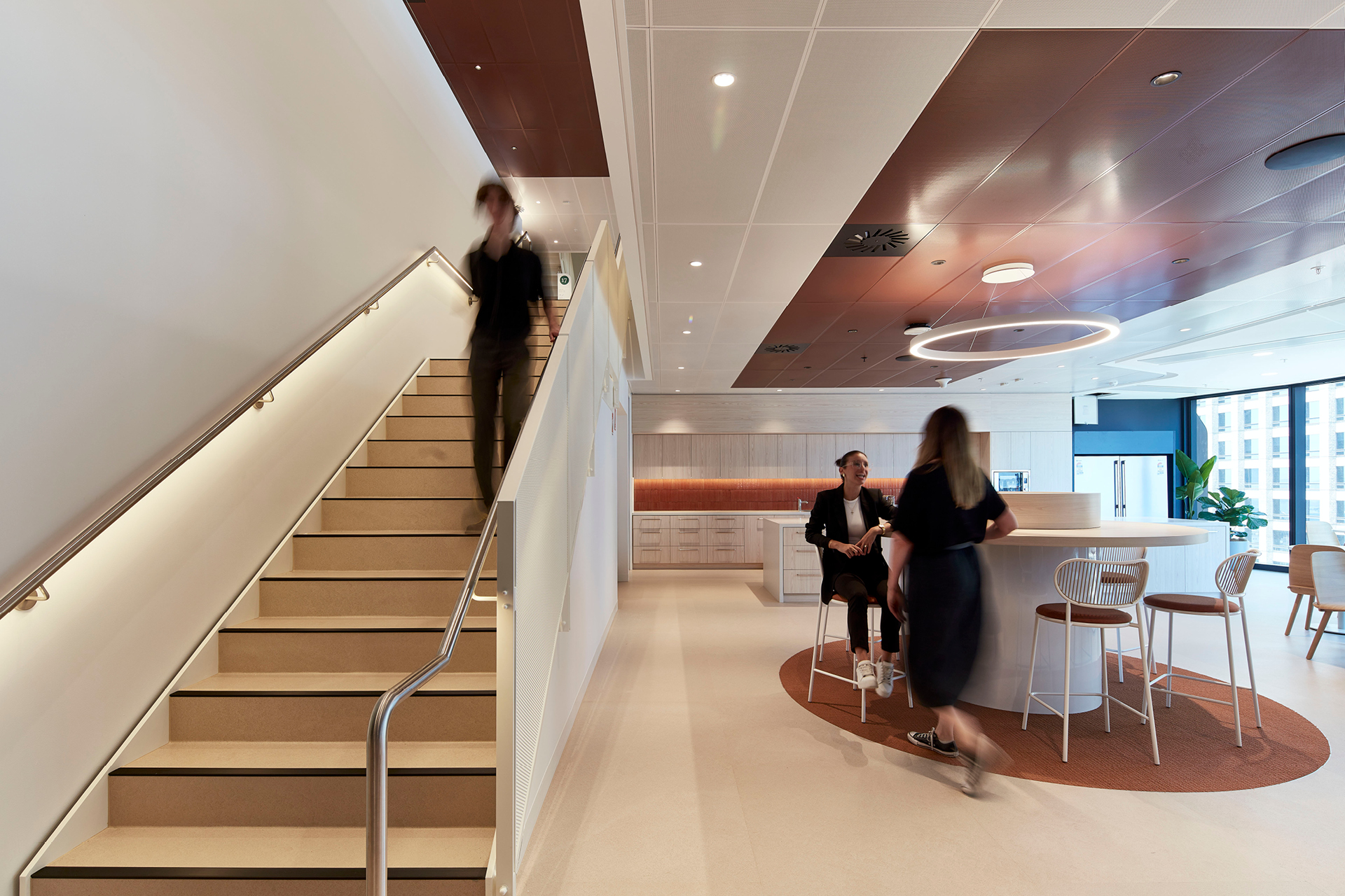 Enterprise 320 metal panel base build ceiling featuring throughout Insignia Financial fitout at Parkline Place Tower