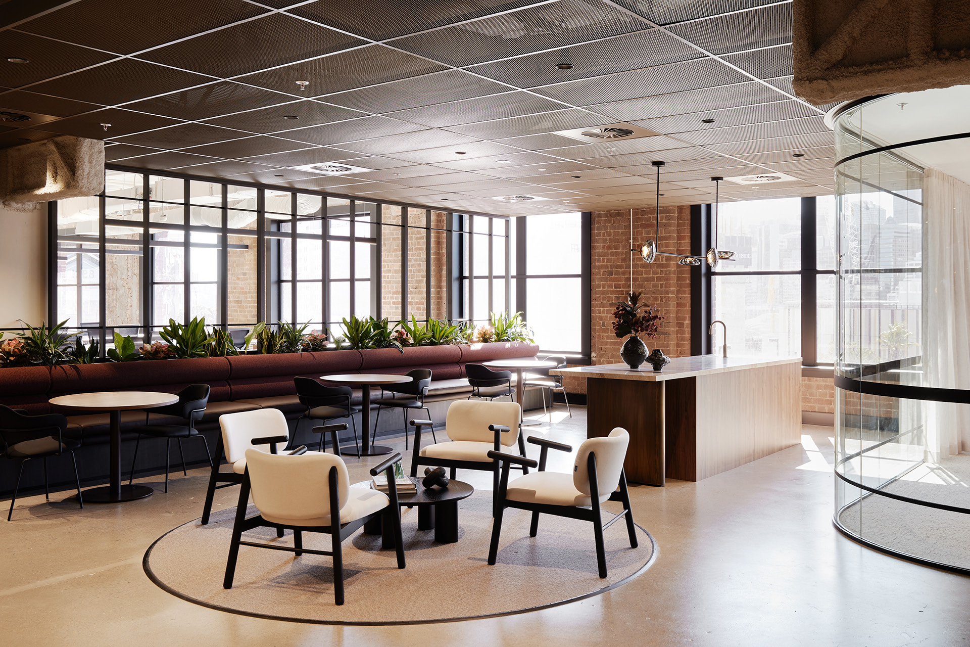 Enterprise Mesh metal panel ceiling installed at 235 Pyrmont St, Level 5 spec suite