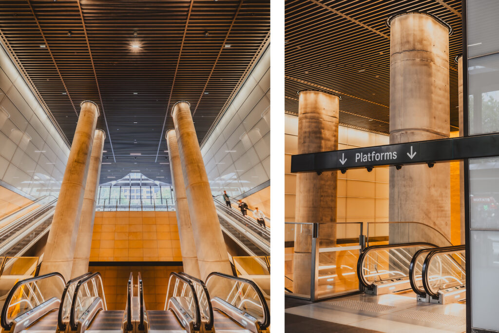 Gadigal Metro Station. Enterprise 400 Batten Ceiling System.