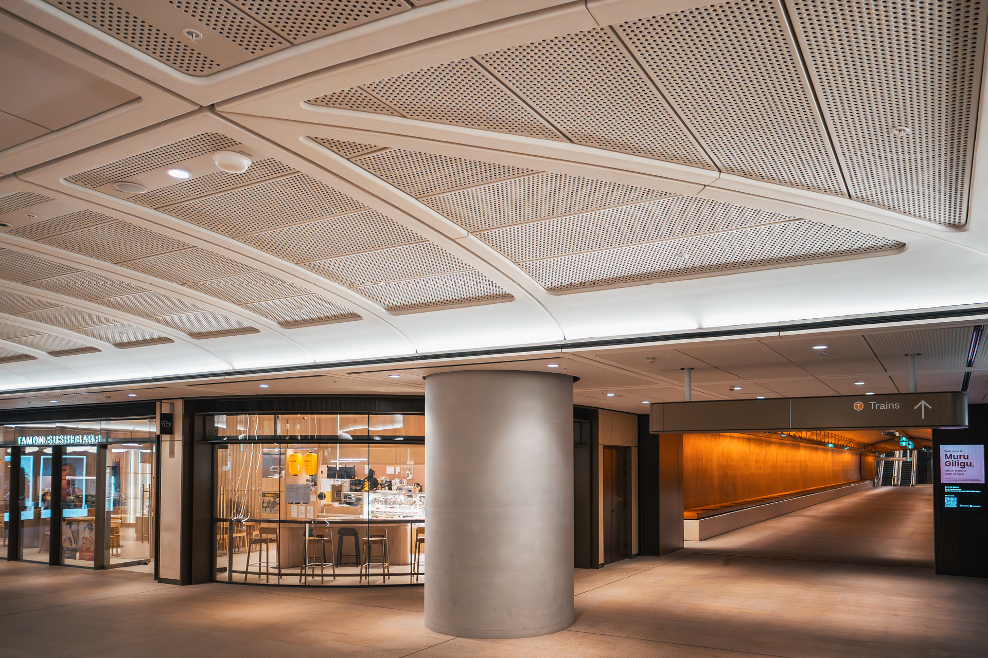 Martin Place Metro Station. Enterprise Architectural Vaulted Ceiling System.