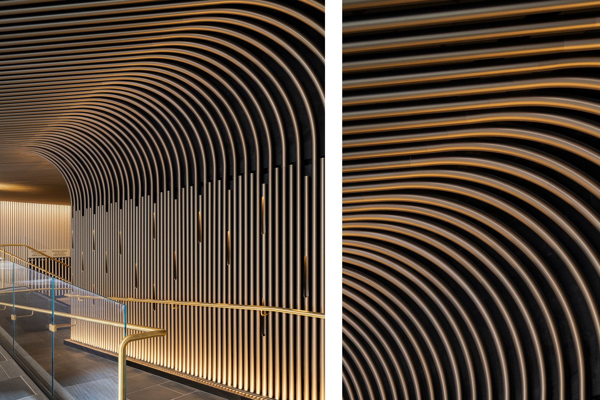 10 Bond St Lobby. Enterprise Architectural Tube wall to ceiling system.