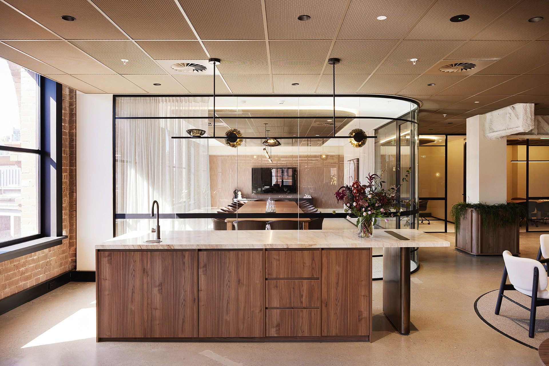 Enterprise Mesh metal panel ceiling installed at 235 Pyrmont St, Level 5 spec suite