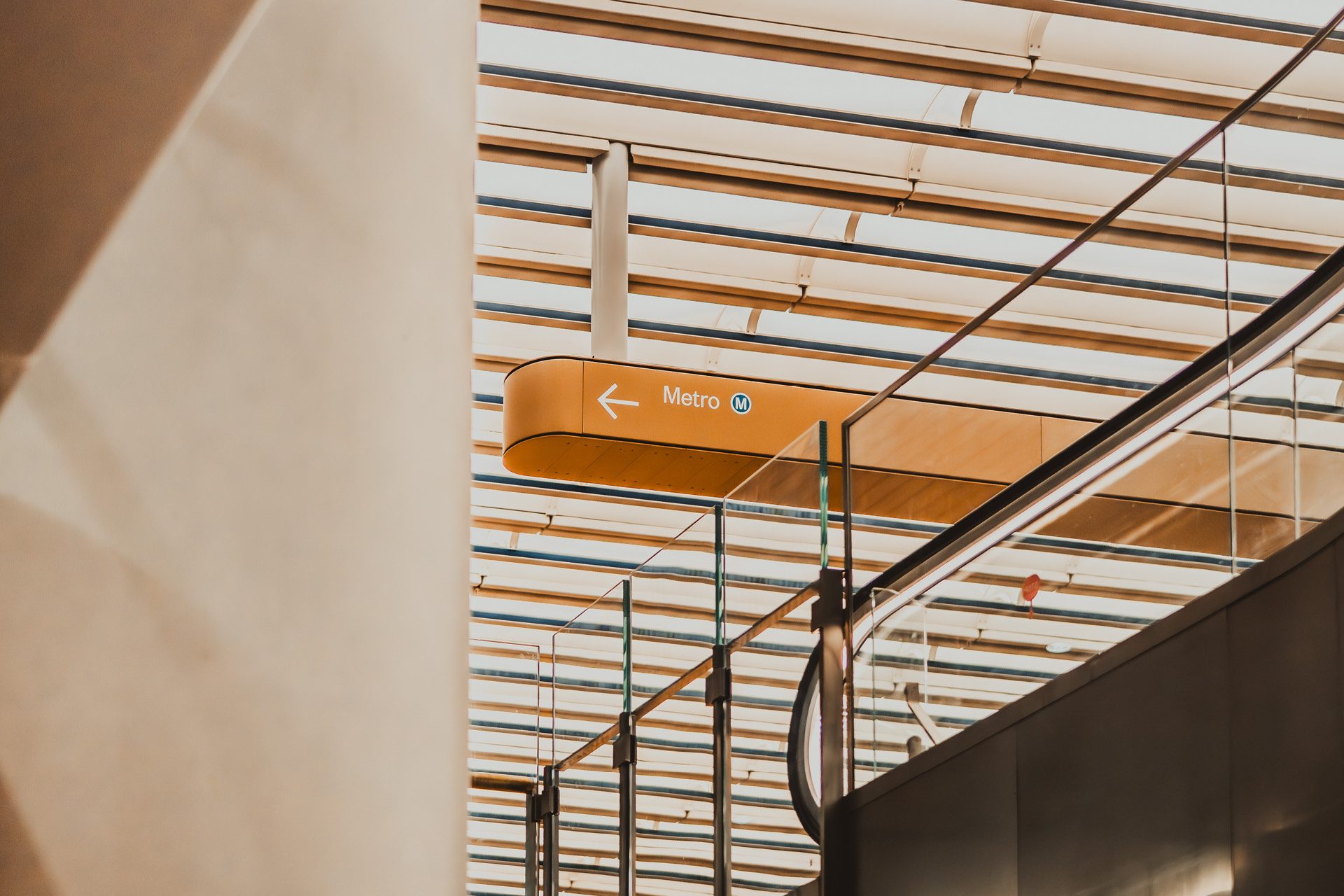 Martin Place Metro Station. Enterprise Architectural Flute Ceiling System.